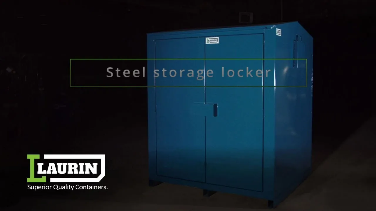 Laurin steel storage locker, shown in the product video